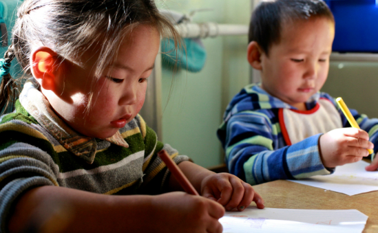 Children drawing Mongolia
