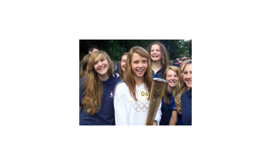 Brooke pictured here with her friends on the day of her leg of the Olympic Torch Relay