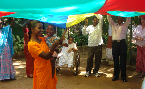 A group of educators in India learn about our inclusive &#039;Parachute Bible Stories&#039;